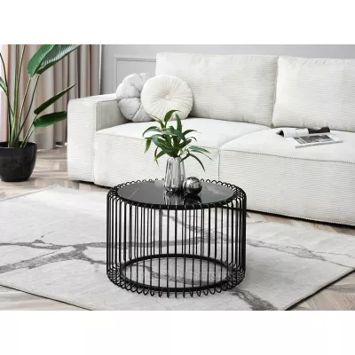 Designer Couchtisch IRAKLI - schwarzer Marmor / schwarz