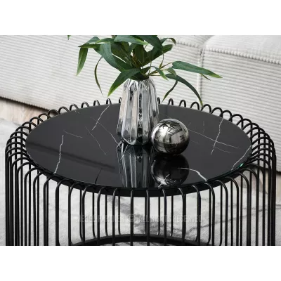 Designer Couchtisch IRAKLI - schwarzer Marmor / schwarz
