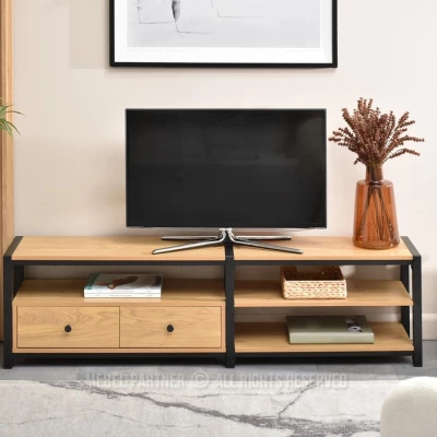 TV-Ständer ROMER - Eiche / Schwarz