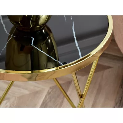 Designer Beistelltisch RAMAL - schwarzer Marmor / Gold
