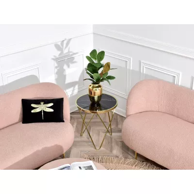 Designer Beistelltisch RAMAL - schwarzer Marmor / Gold