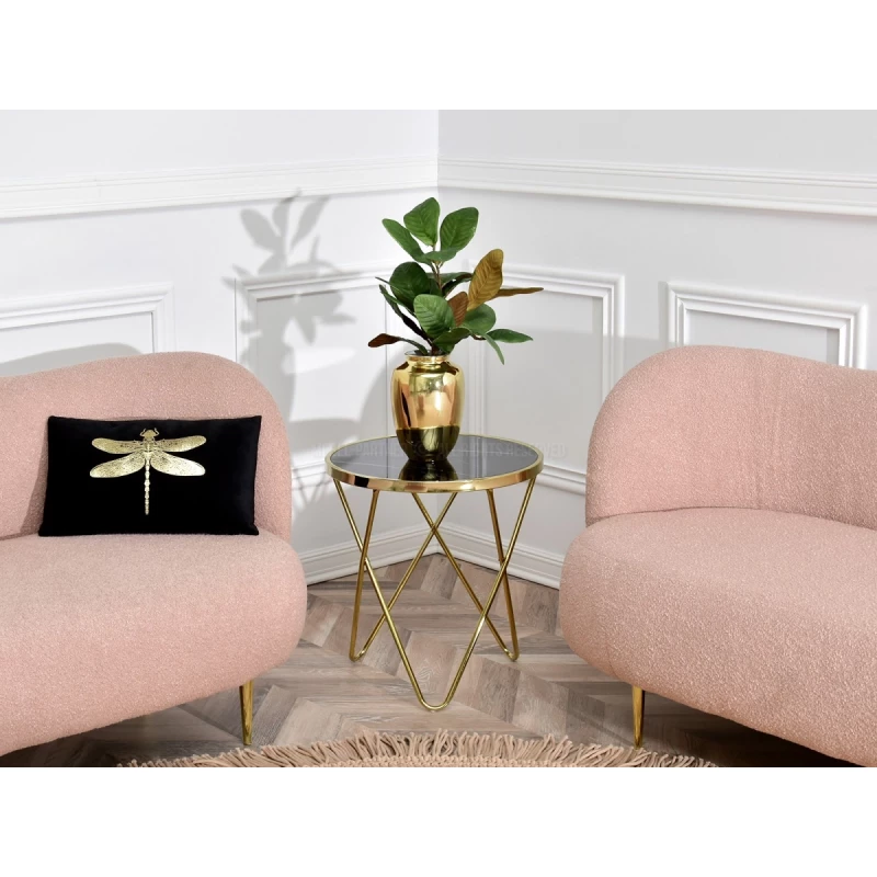 Designer Beistelltisch RAMAL - schwarzer Marmor / Gold