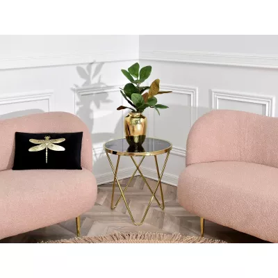 Designer Beistelltisch RAMAL - schwarzer Marmor / Gold