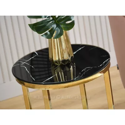 Beistelltisch ZOAR - schwarzer Marmor / Gold