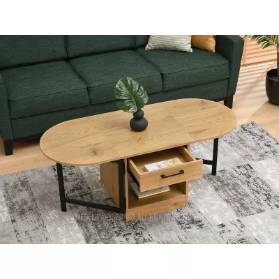 Ausziehbarer Couchtisch IZAK - Eiche / Schwarz