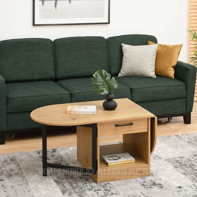 Ausziehbarer Couchtisch IZAK - Eiche / Schwarz