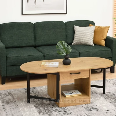 Ausziehbarer Couchtisch IZAK - Eiche / Schwarz
