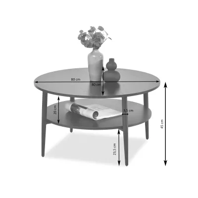 Runder Couchtisch TODOR - Walnuss / Schwarz