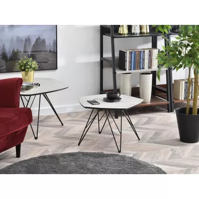 Atypischer Couchtisch ANIEL - grauer Marmor / schwarz