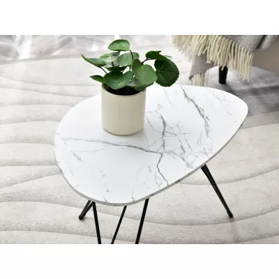 Designer Couchtisch 60 ALIRIO - weißer Marmor / schwarz