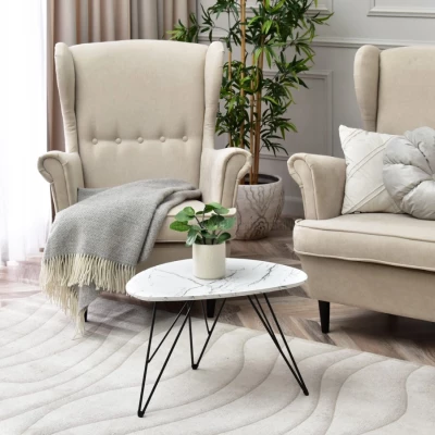 Designer Couchtisch 60 ALIRIO - weißer Marmor / schwarz