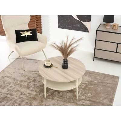 Runder Couchtisch TODOR - Esche / Beige / Creme