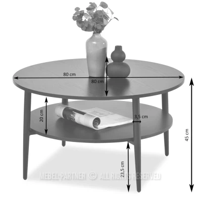 Runder Couchtisch TODOR - Eiche / Schwarz
