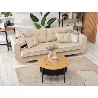 Runder Couchtisch TODOR - Eiche / Schwarz