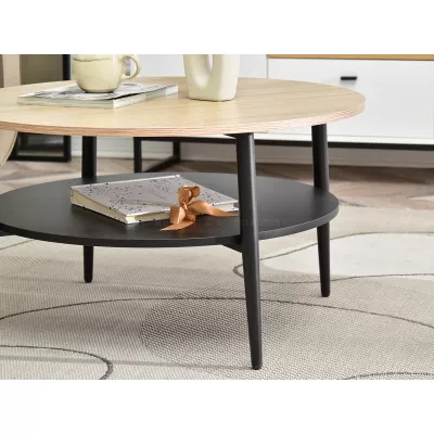 Runder Couchtisch TODOR - Sonoma-Eiche / Schwarz