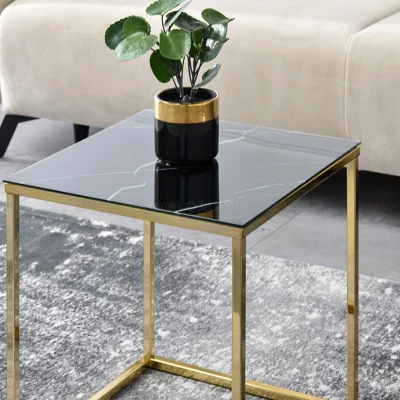 Kleiner Couchtisch JENAR - schwarzer Marmor / Gold
