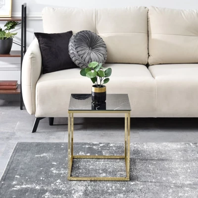 Kleiner Couchtisch JENAR - schwarzer Marmor / Gold