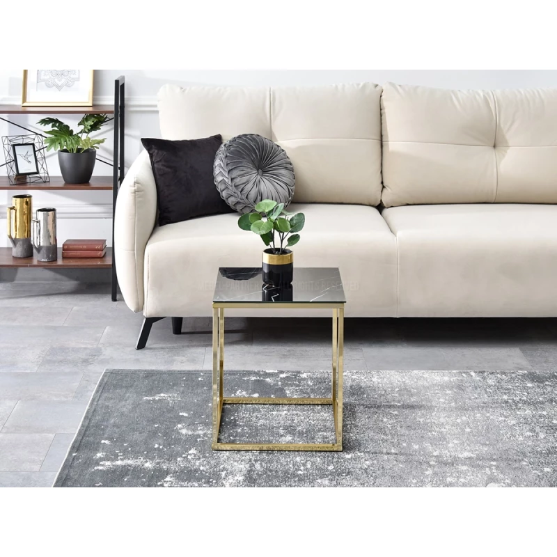Kleiner Couchtisch JENAR - schwarzer Marmor / Gold