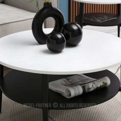 Runder Couchtisch TODOR - weiß / schwarz