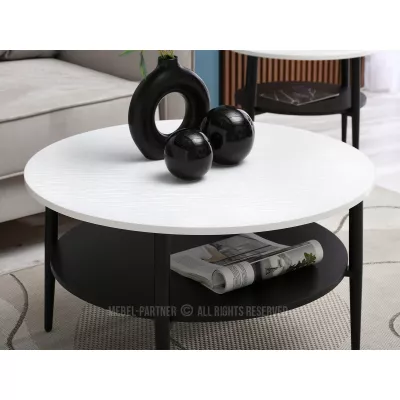 Runder Couchtisch TODOR - weiß / schwarz