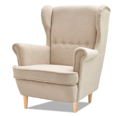 Ohrensessel DENIZ – beige/buche