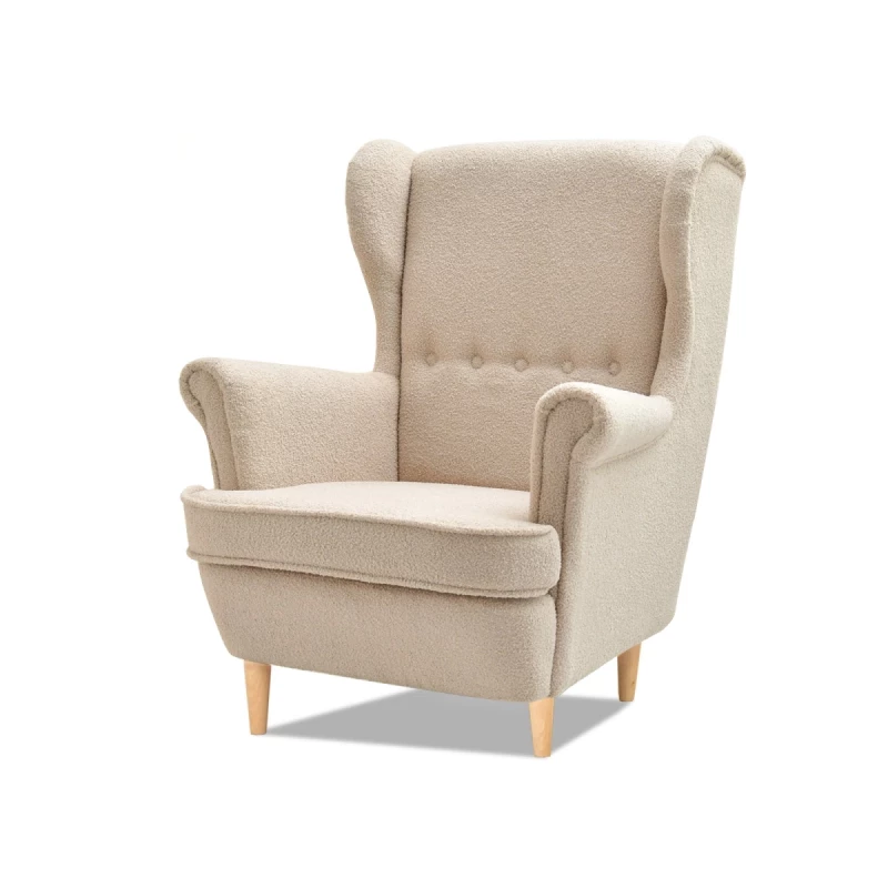 Ohrensessel DENIZ – beige/buche