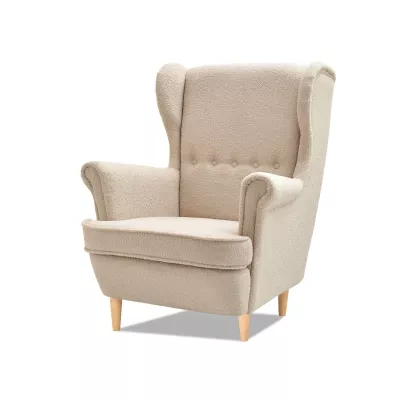 Ohrensessel DENIZ – beige/buche