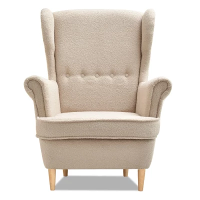 Ohrensessel DENIZ – beige/buche