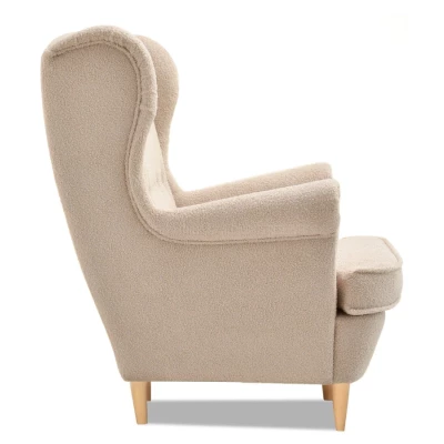 Ohrensessel DENIZ – beige/buche