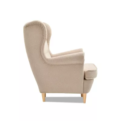 Ohrensessel DENIZ – beige/buche