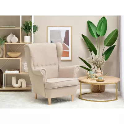 Ohrensessel DENIZ – beige/buche