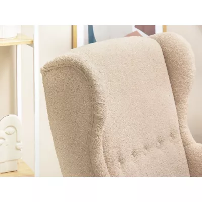 Ohrensessel DENIZ – beige/buche