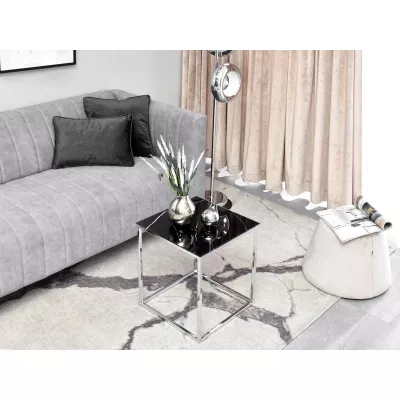 Kleiner Couchtisch JENAR - schwarzer Marmor / Chrom
