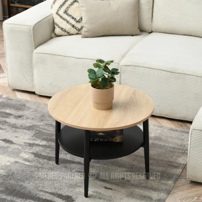 Runder Couchtisch 60 TODOR - Sonoma Eiche / Schwarz