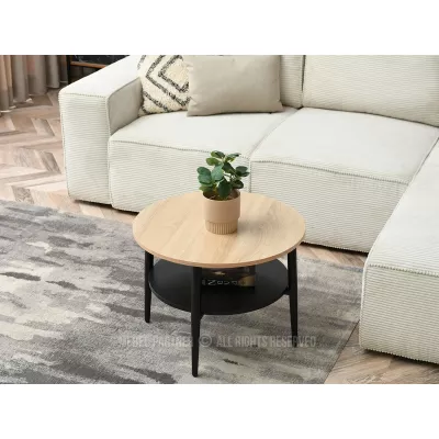 Runder Couchtisch 60 TODOR - Sonoma Eiche / Schwarz