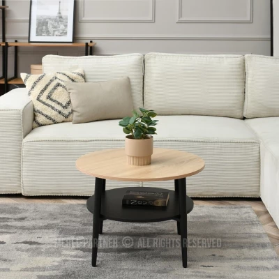 Runder Couchtisch 60 TODOR - Sonoma Eiche / Schwarz