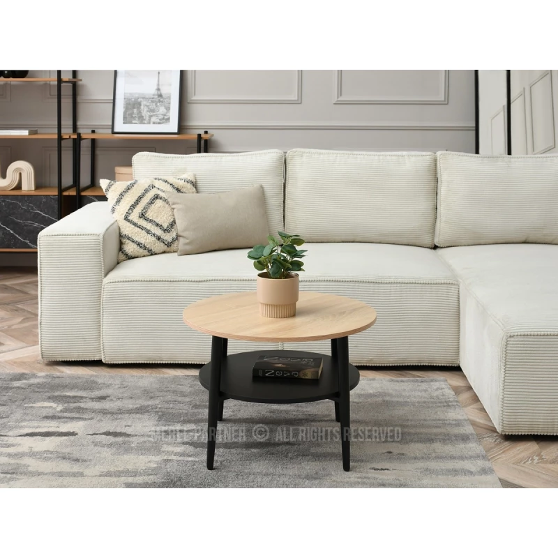 Runder Couchtisch 60 TODOR - Sonoma Eiche / Schwarz