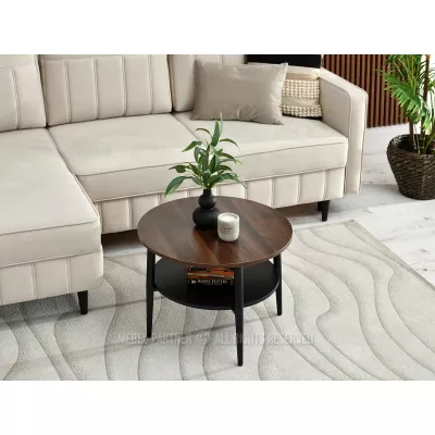 Runder Couchtisch 60 TODOR - Walnuss / Schwarz