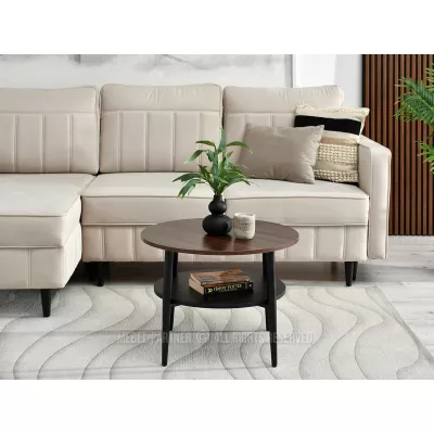 Runder Couchtisch 60 TODOR - Walnuss / Schwarz