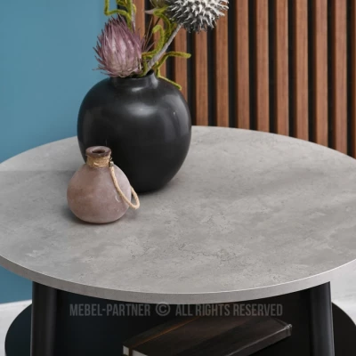 Runder Couchtisch 60 TODOR - Beton / Schwarz