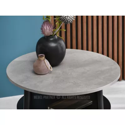 Runder Couchtisch 60 TODOR - Beton / Schwarz