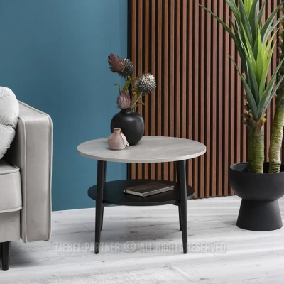 Runder Couchtisch 60 TODOR - Beton / Schwarz