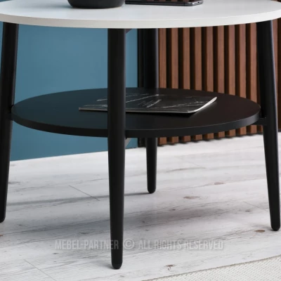 Runder Couchtisch 60 TODOR - weißes Holz / schwarz
