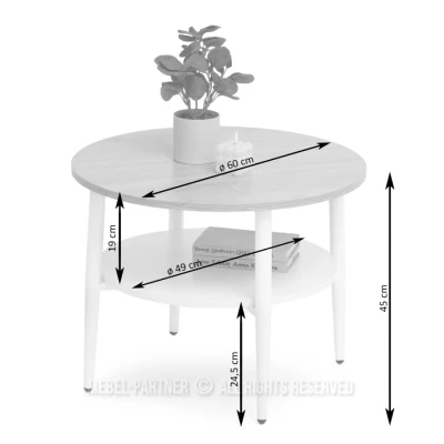 Runder Couchtisch 60 TODOR - schwarzes Holz / schwarz