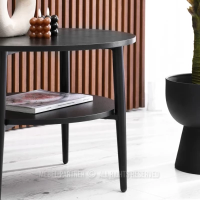 Runder Couchtisch 60 TODOR - schwarzes Holz / schwarz