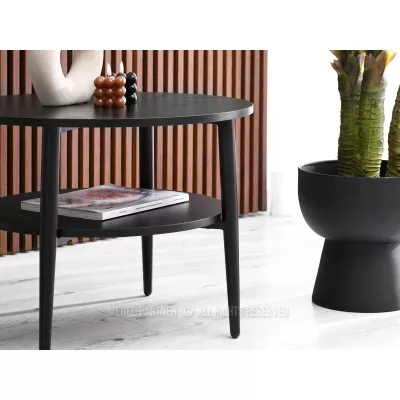 Runder Couchtisch 60 TODOR - schwarzes Holz / schwarz