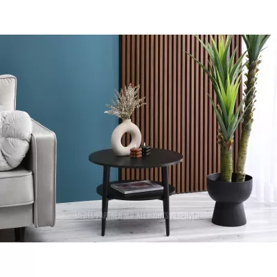 Runder Couchtisch 60 TODOR - schwarzes Holz / schwarz