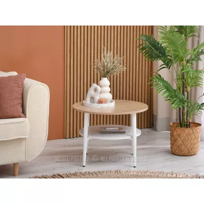 Runder Couchtisch 60 TODOR - Sonoma Eiche / Weiß