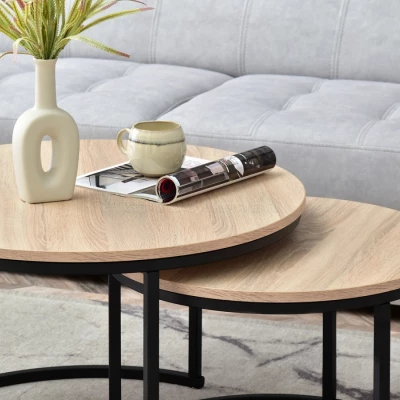 URVIN Couchtisch-Set - Sonoma-Eiche / Schwarz