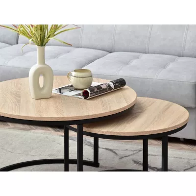 URVIN Couchtisch-Set - Sonoma-Eiche / Schwarz